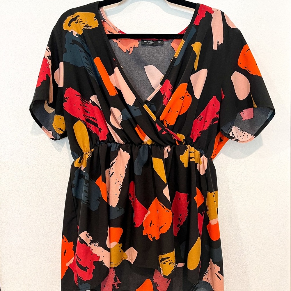 SHEIN graphic print blouse. 1XL